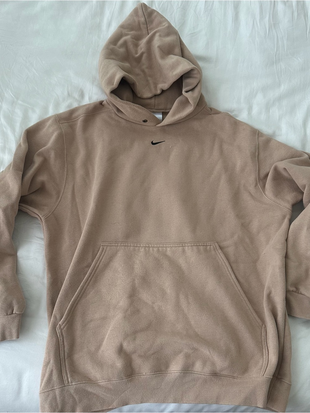 Nike Men’s Hoodie in Beige with Black Swoosh